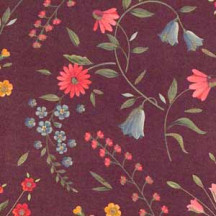 Petite Flowers on Burgundy Floral Print Paper ~ Kartos Italy